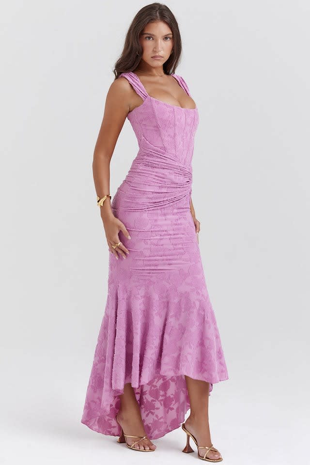 Leni Wedding Guest Ruched Bodycon Corset Maxi Dress