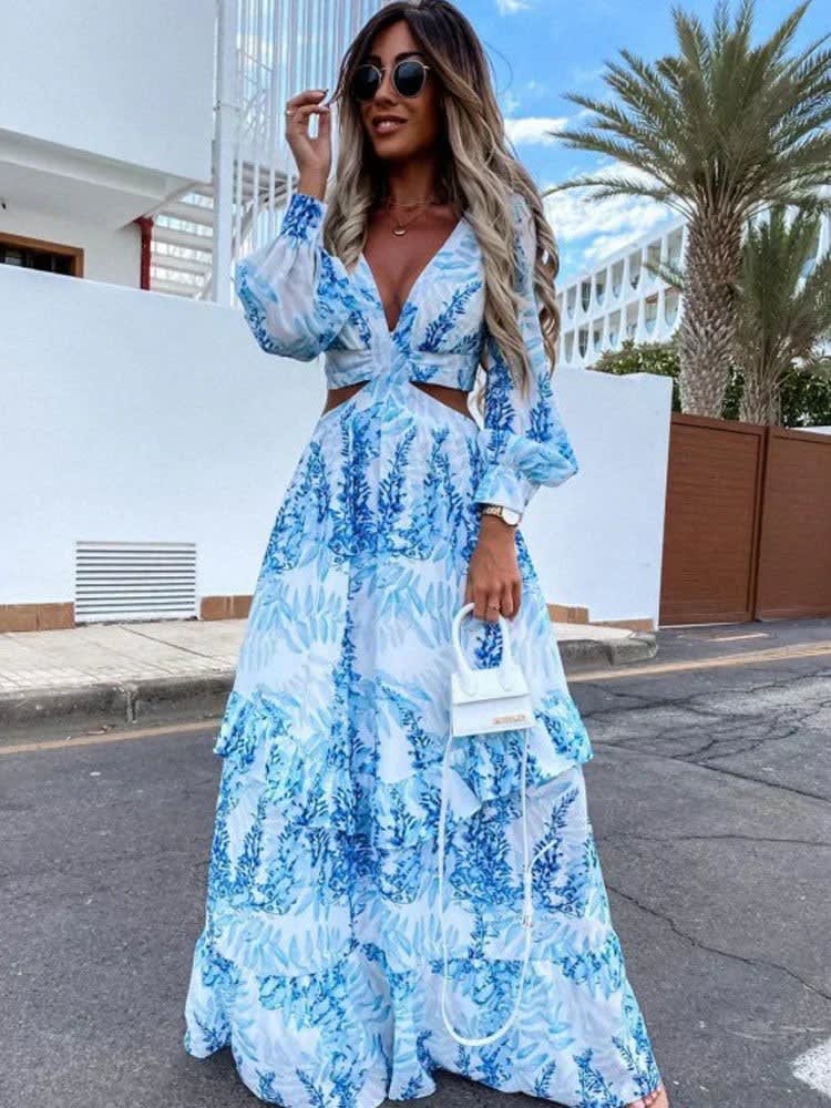Frances Floral Cut-Out Maxi Dress