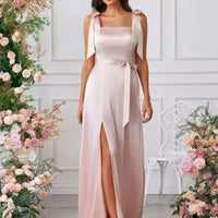 Beatrix Square Neck Wedding Guest Maxi Dress with Bow Detail