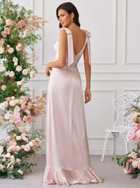Beatrix Square Neck Wedding Guest Maxi Dress with Bow Detail
