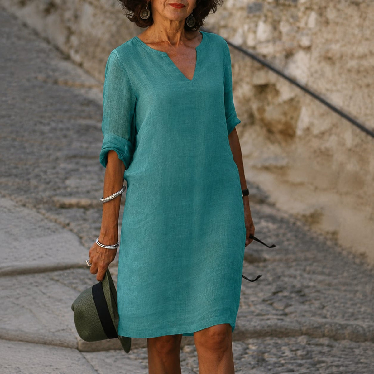Artemisia Linen V Neck Summer Dress