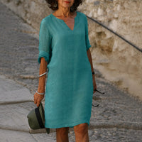 Artemisia Linen V Neck Summer Dress