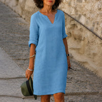 Artemisia Linen V Neck Summer Dress