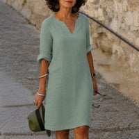 Artemisia Linen V Neck Summer Dress