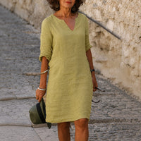 Artemisia Linen V Neck Summer Dress