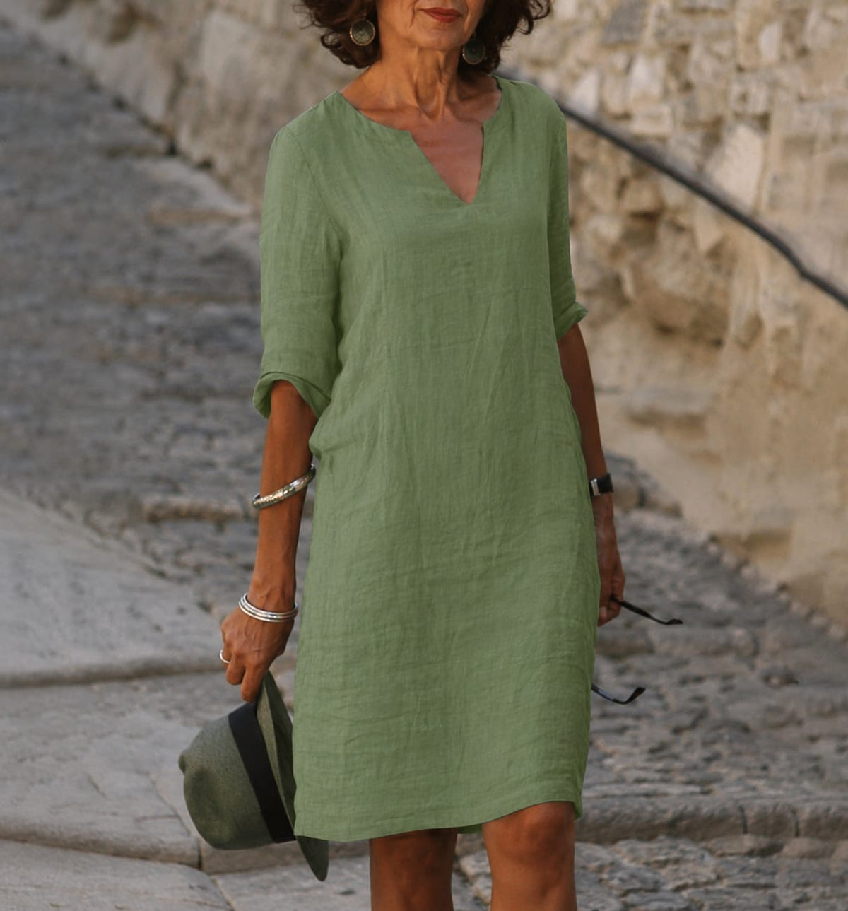 Artemisia Linen V Neck Summer Dress