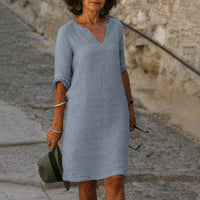 Artemisia Linen V Neck Summer Dress