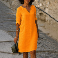 Artemisia Linen V Neck Summer Dress