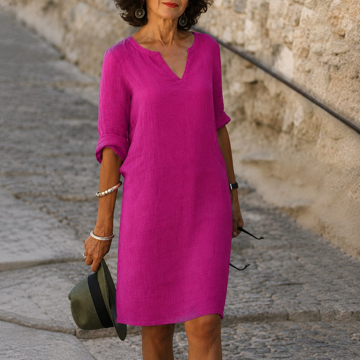 Artemisia Linen V Neck Summer Dress_6