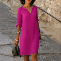 Artemisia Linen V Neck Summer Dress