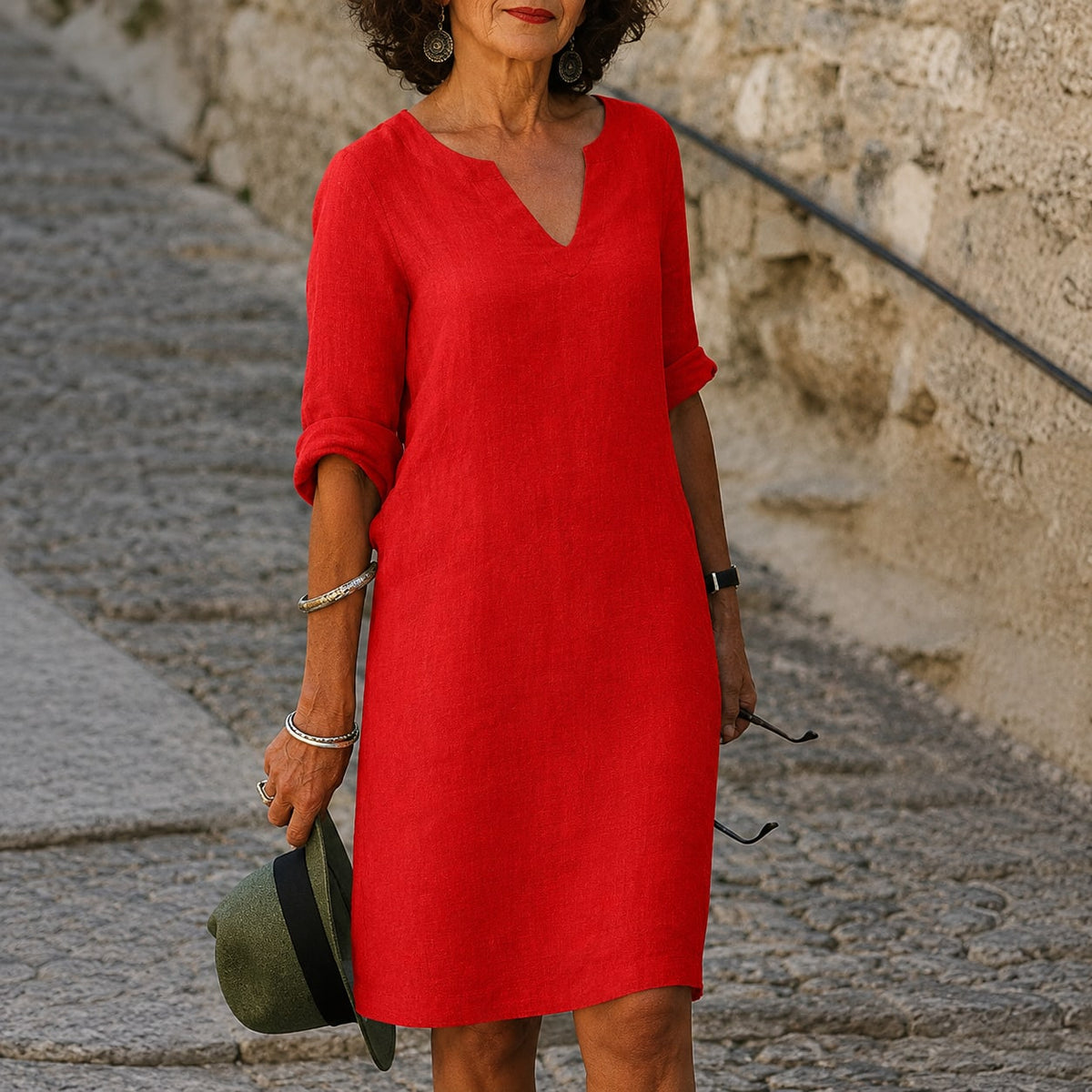 Artemisia Linen V Neck Summer Dress_7