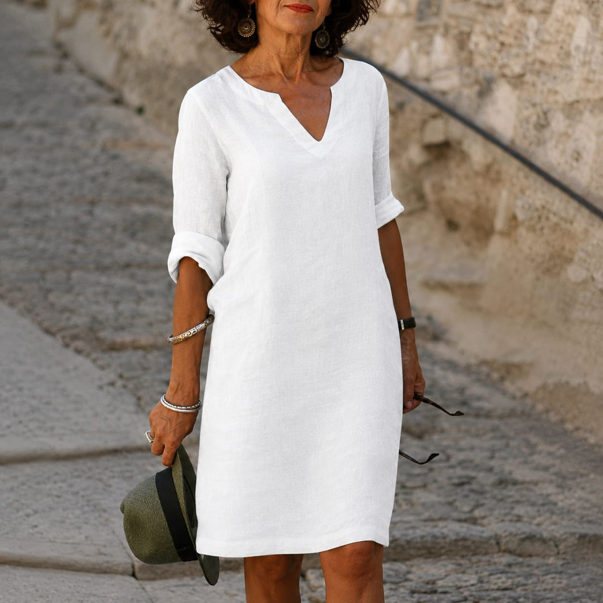 Artemisia Linen V Neck Summer Dress_8