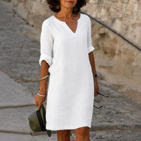 Artemisia Linen V Neck Summer Dress