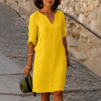 Artemisia Linen V Neck Summer Dress