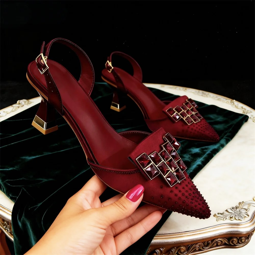 Tamsin Inglewood Crystal Slingback Kitten Heels