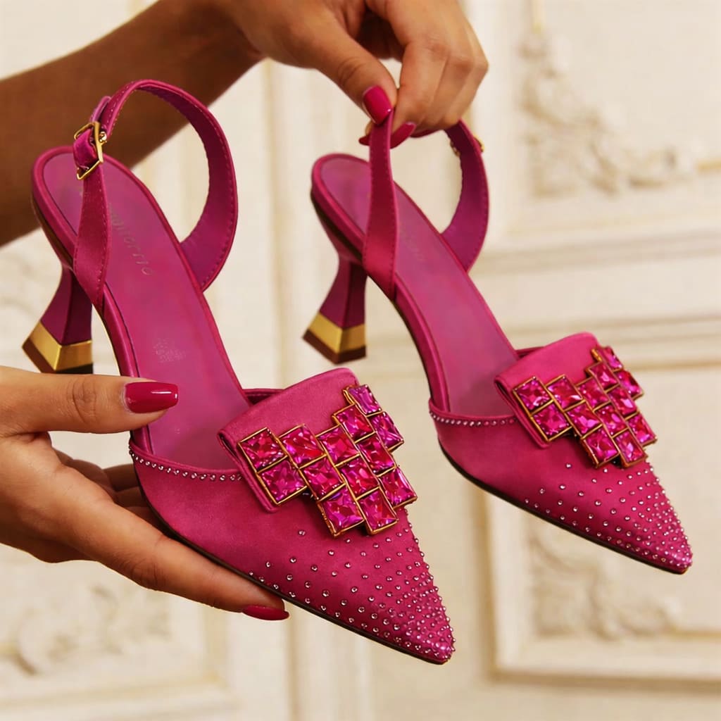 Tamsin Inglewood Crystal Slingback Kitten Heels