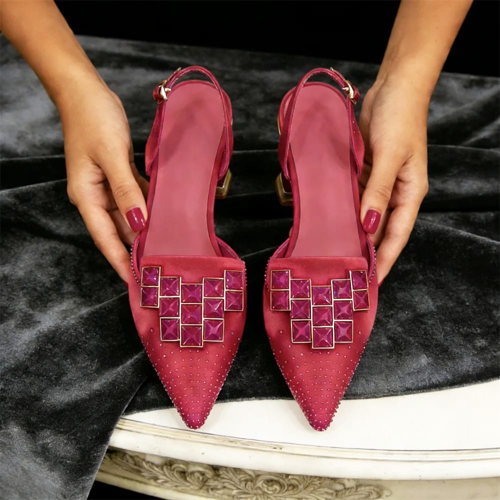 Tamsin Inglewood Crystal Slingback Kitten Heels