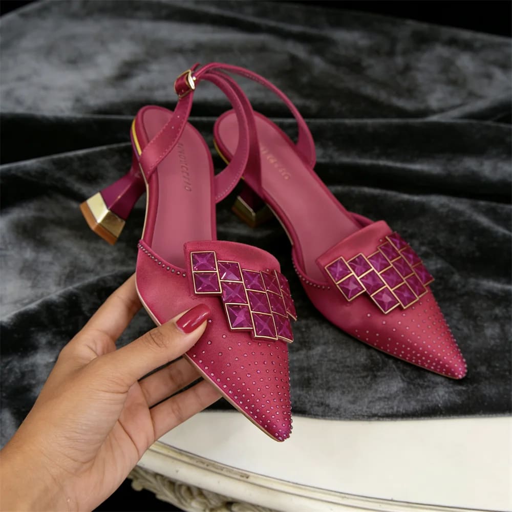 Tamsin Inglewood Crystal Slingback Kitten Heels