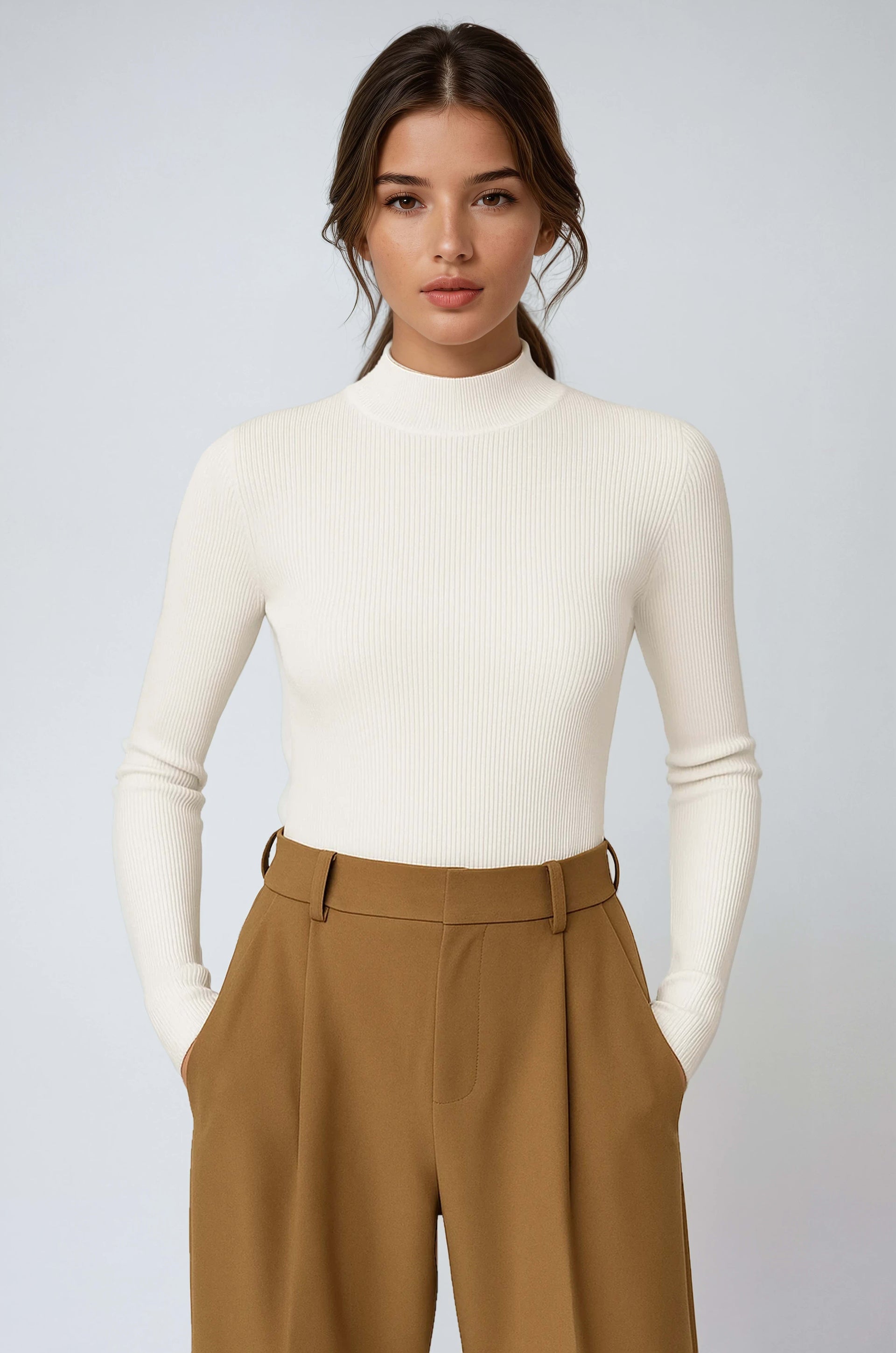 Ronja Ribbed High Neck Top