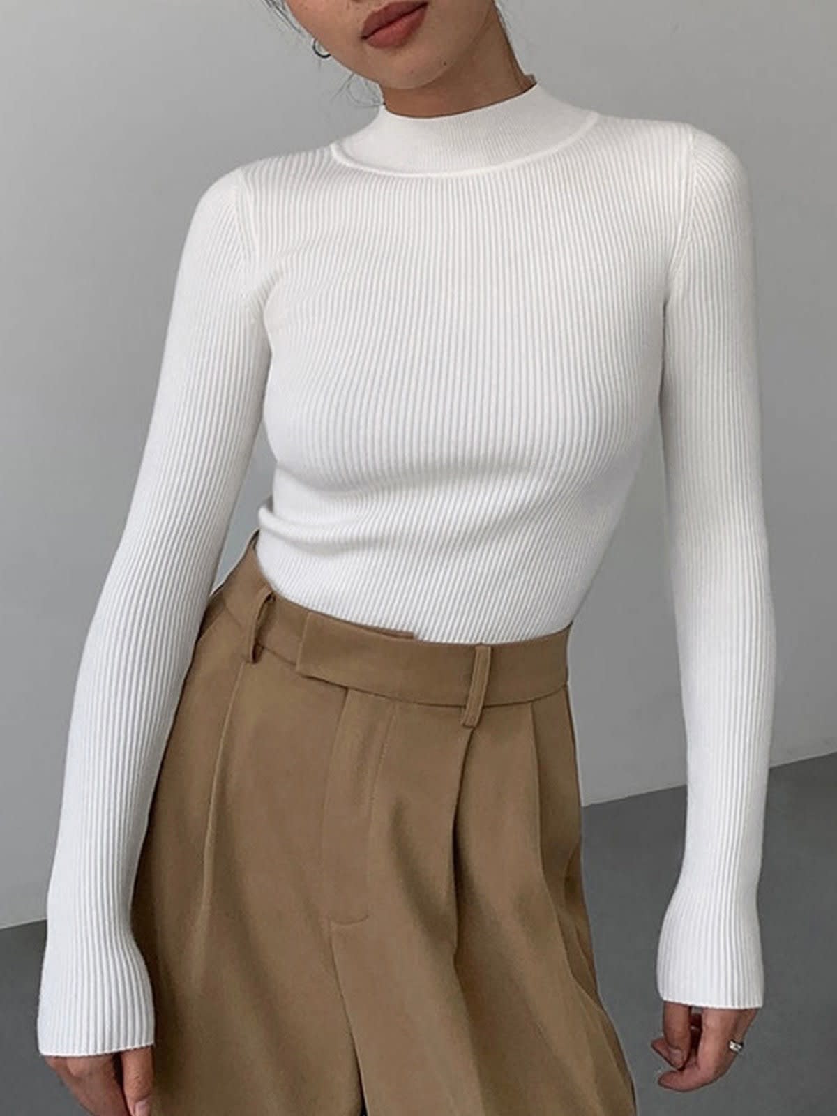 Ronja Ribbed High Neck Top
