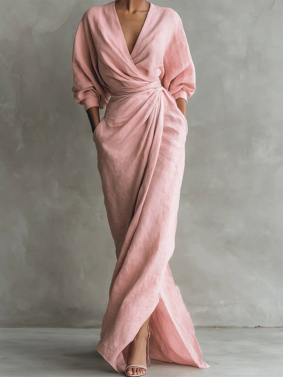 Paloma Linen Twist Waist Maxi Dress