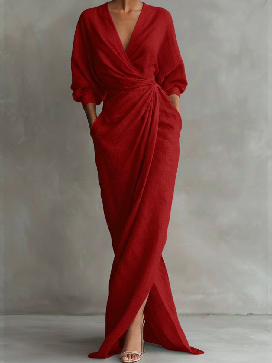 Paloma Linen Twist Waist Maxi Dress