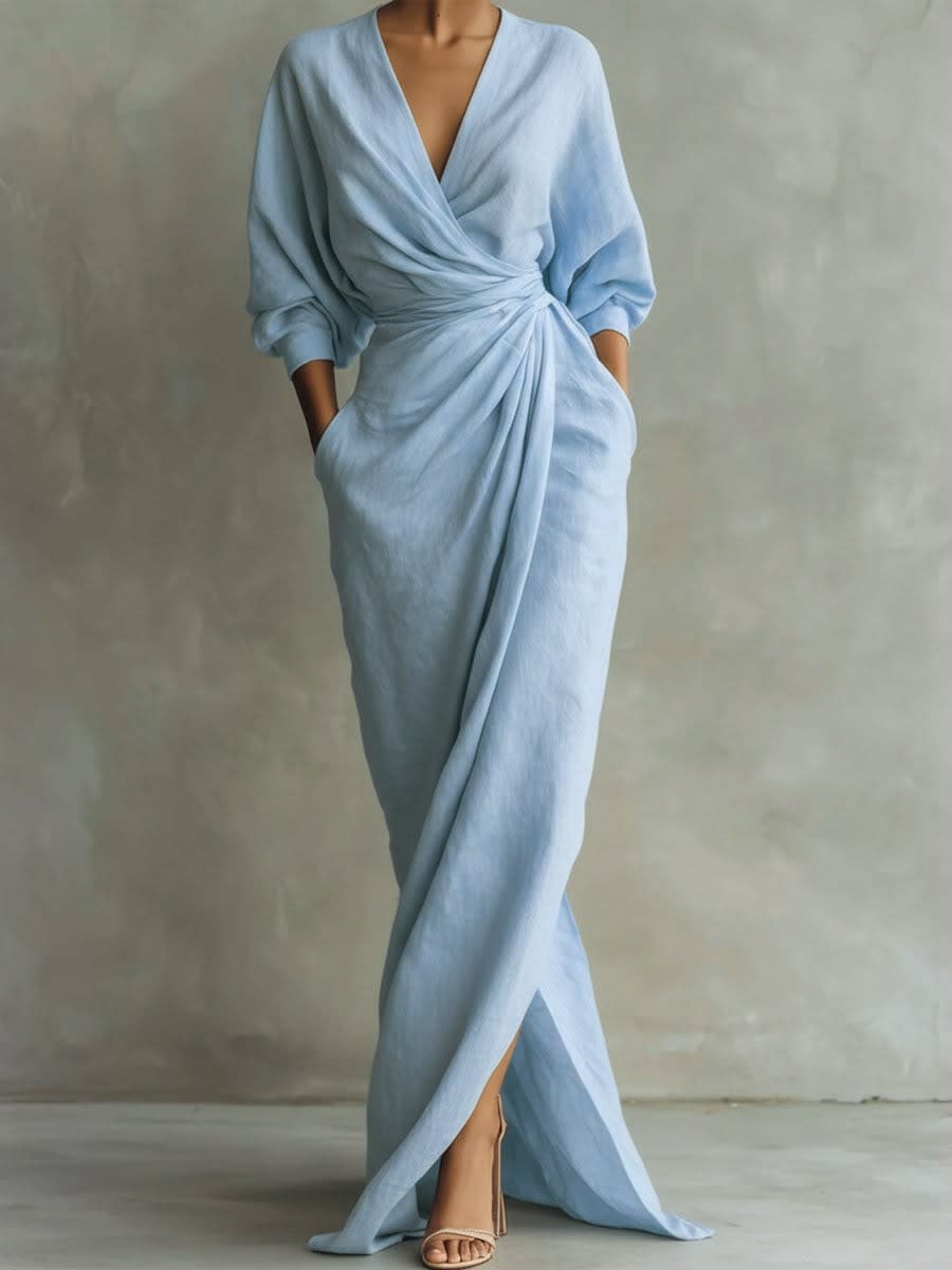 Paloma Linen Twist Waist Maxi Dress