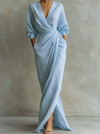 Paloma Linen Twist Waist Maxi Dress