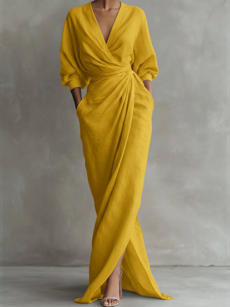 Paloma Linen Twist Waist Maxi Dress
