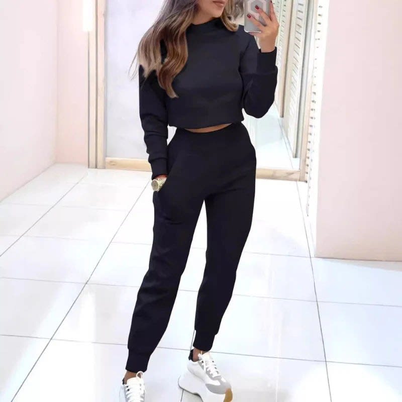 Idony Cropped Sweatshirt Two Piece Lounge Set