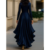 Louise Wrap V-Neck Long Sleeve Ruffle Maxi Dress