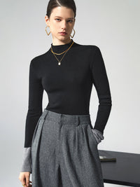 Tarni Contrast Cuff Mock Neck Sweater