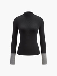 Tarni Contrast Cuff Mock Neck Sweater
