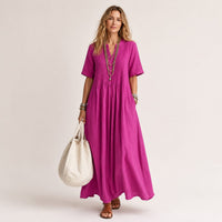 Fay Pleated Linen Maxi Dress