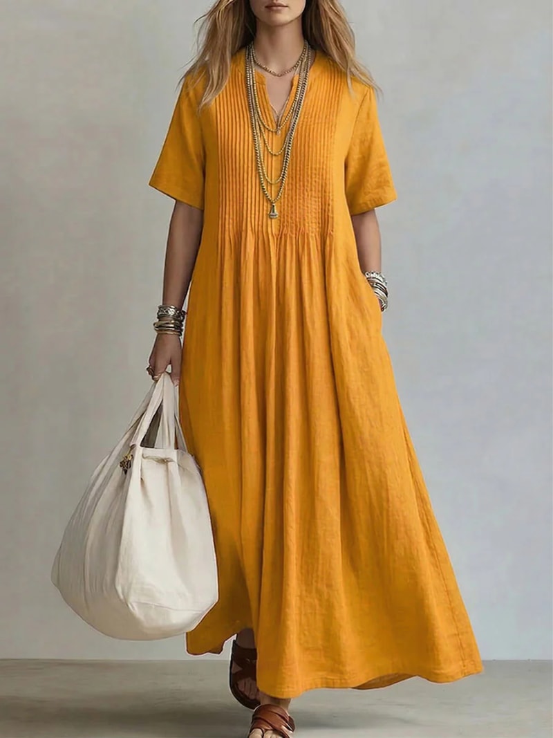 Fay Pleated Linen Maxi Dress_6