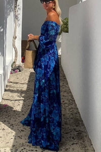 Kaia Floral Wedding Guest Off-Shoulder Maxi Dress