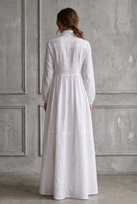 Callista Linen Blend Long Sleeve Maxi Dress