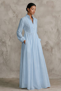 Callista Linen Blend Long Sleeve Maxi Dress