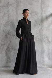 Callista Linen Blend Long Sleeve Maxi Dress