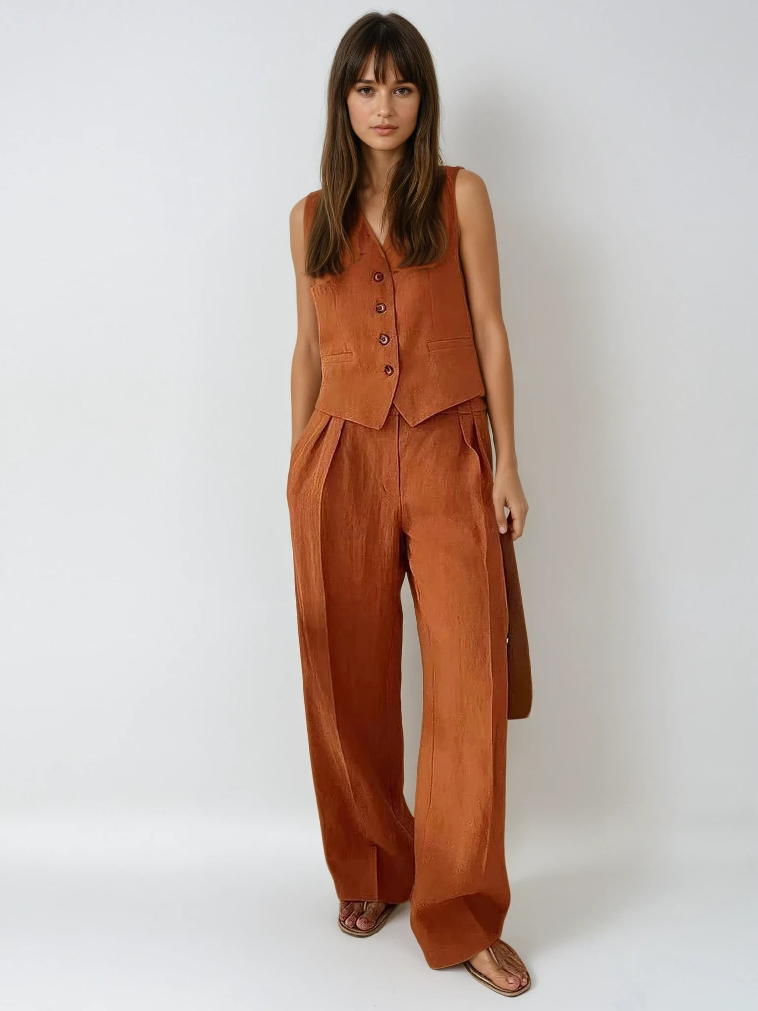 Havana Cotton Linen Wide Leg Two Piece Set