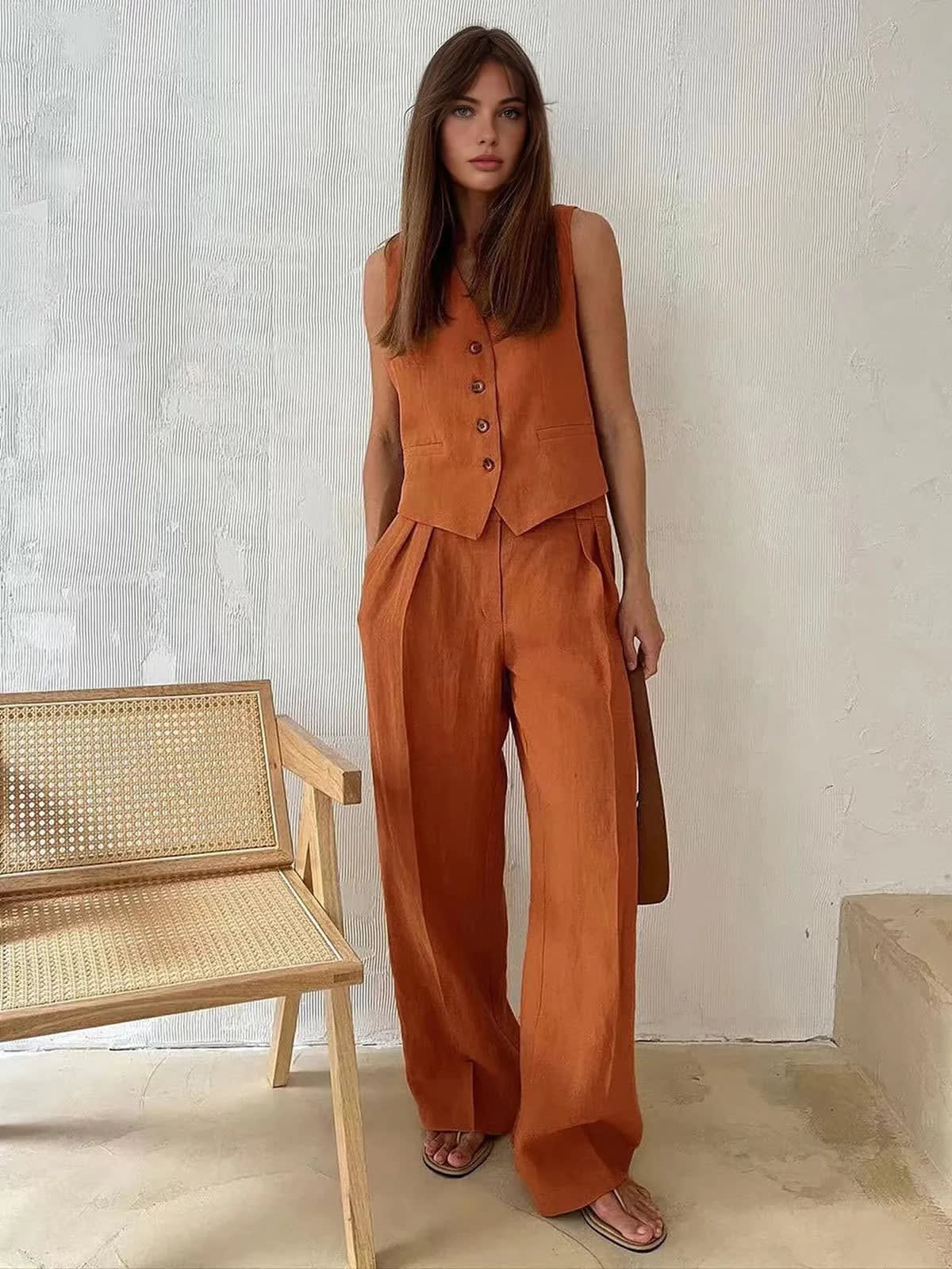 Havana Cotton Linen Wide Leg Two Piece Set_2