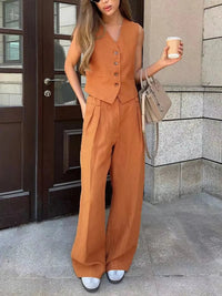 Havana Cotton Linen Wide Leg Two Piece Set