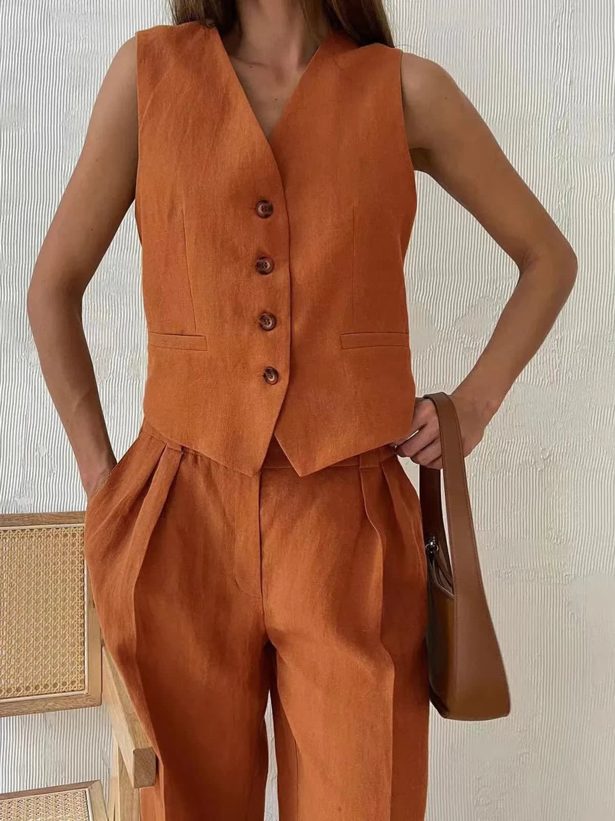 Havana Cotton Linen Wide Leg Two Piece Set_5