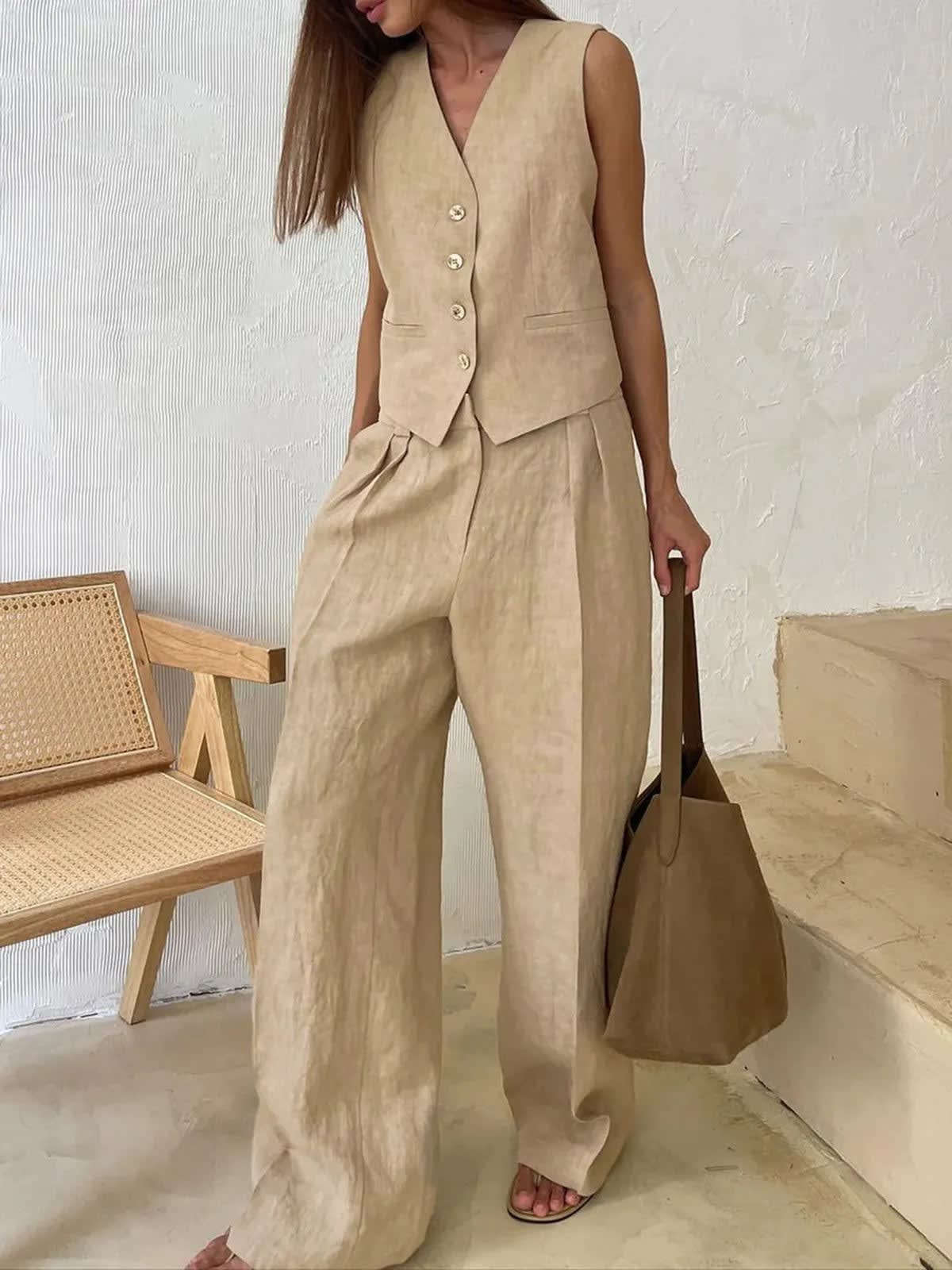 Havana Cotton Linen Wide Leg Two Piece Set_6