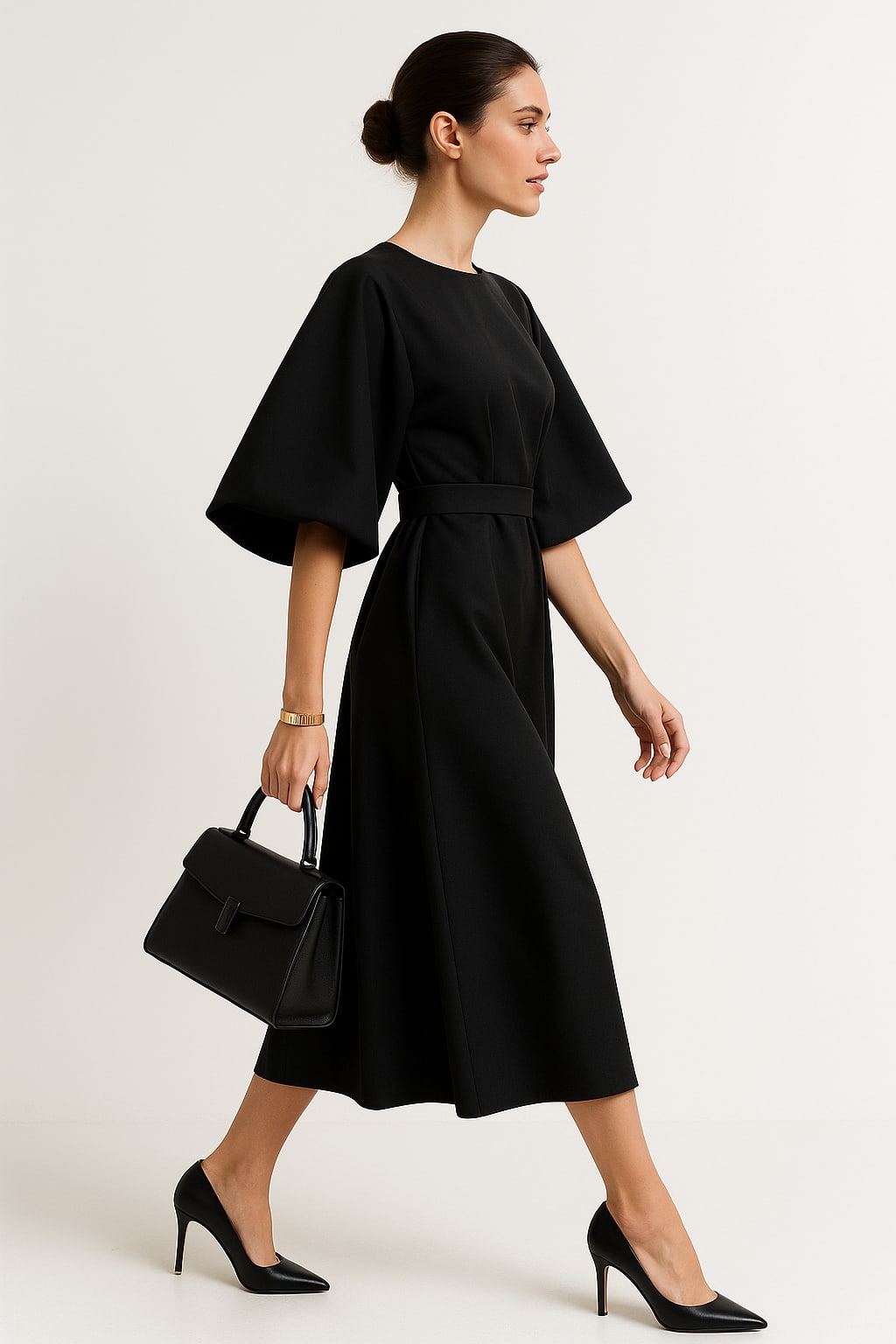 Sasha Belted Crew Neck Midi Dress_3