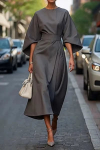 Sasha Belted Crew Neck Midi Dress