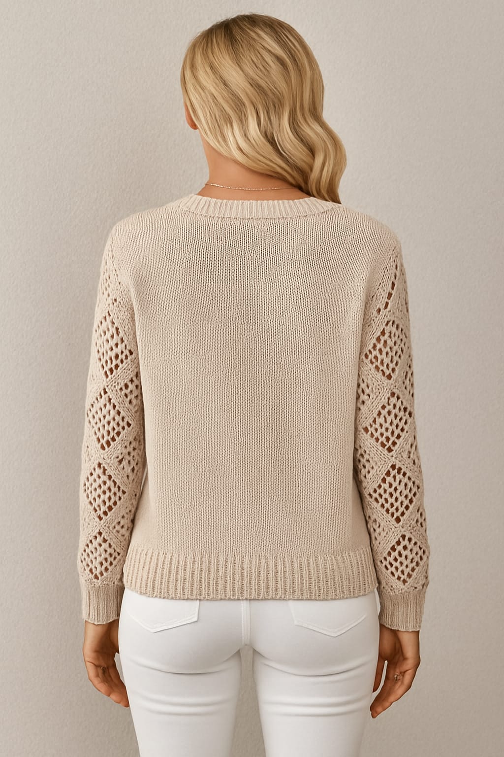Kaja Crochet Sleeve V Neck Sweater