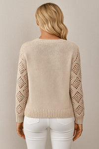 Kaja Crochet Sleeve V Neck Sweater