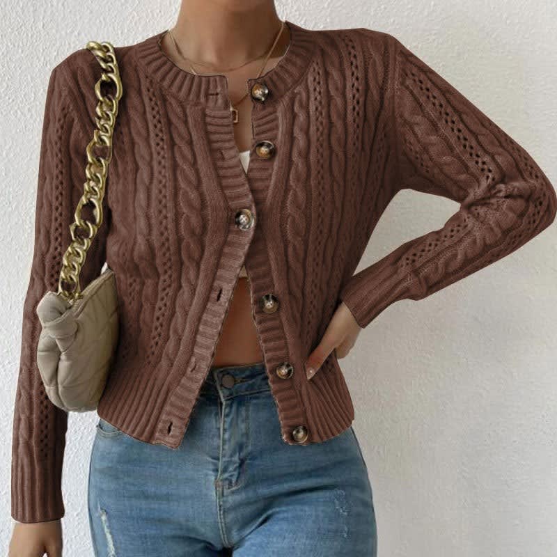 Ngaire Cropped Cable Knit Cardigan