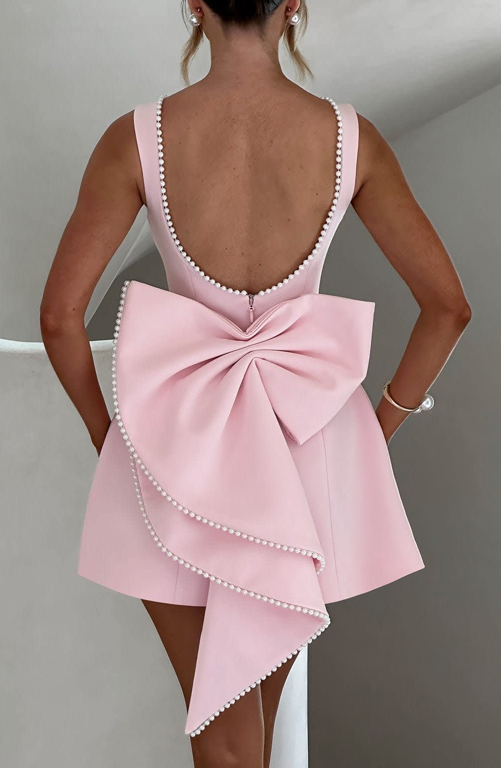 Delphine Bow Back Party Mini Dress